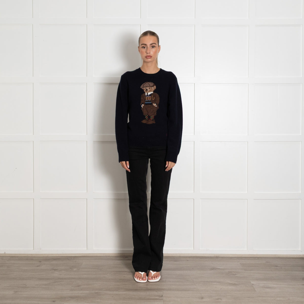 Polo by Ralph Lauren Navy Knit Jumper with Bear Motife - Image 1