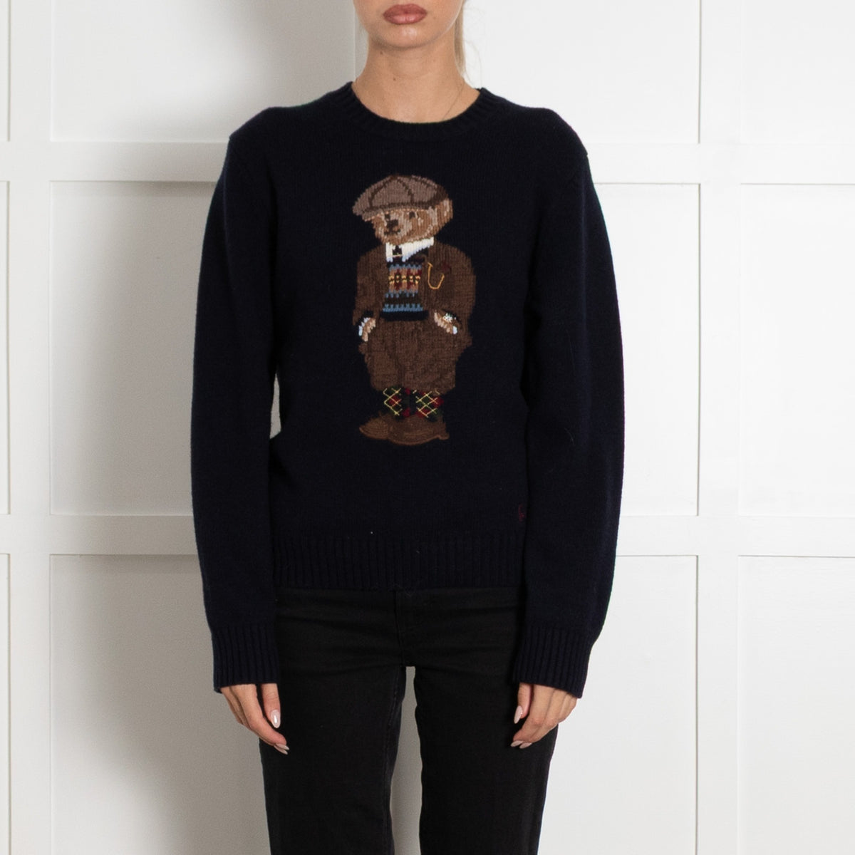 Polo by Ralph Lauren Navy Knit Jumper with Bear Motife - Image 2