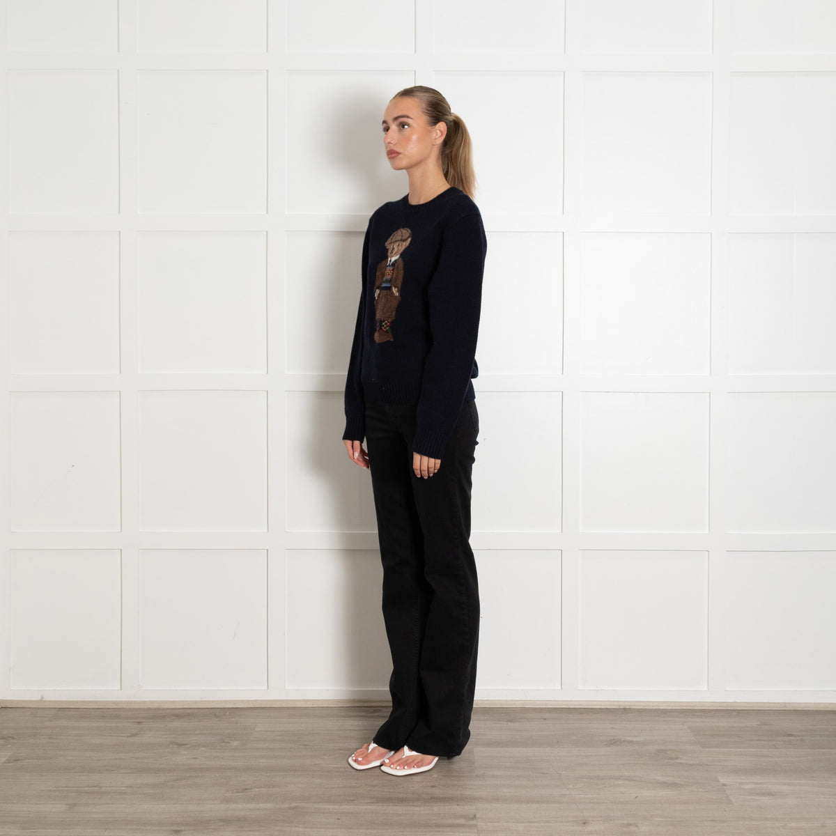 Polo by Ralph Lauren Navy Knit Jumper with Bear Motife - Image 3
