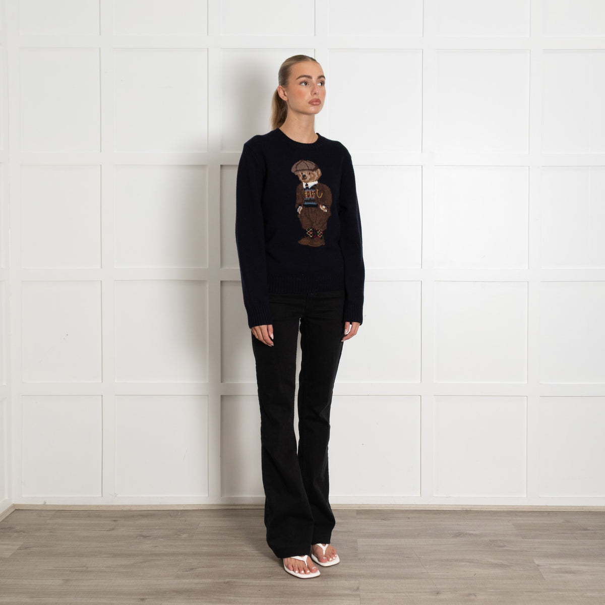 Polo by Ralph Lauren Navy Knit Jumper with Bear Motife - Image 7