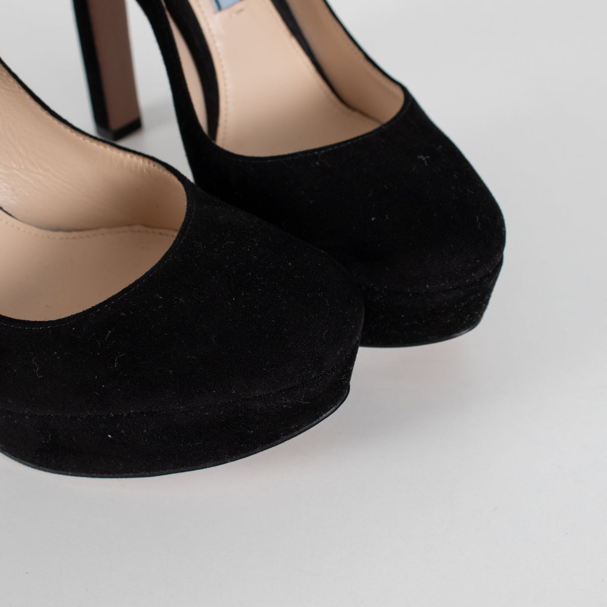 Prada Black Suede Platform Heeled Shoes - Image 11
