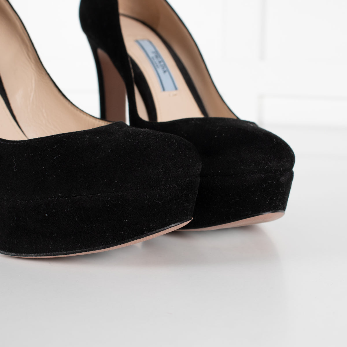 Prada Black Suede Platform Heeled Shoes - Image 12