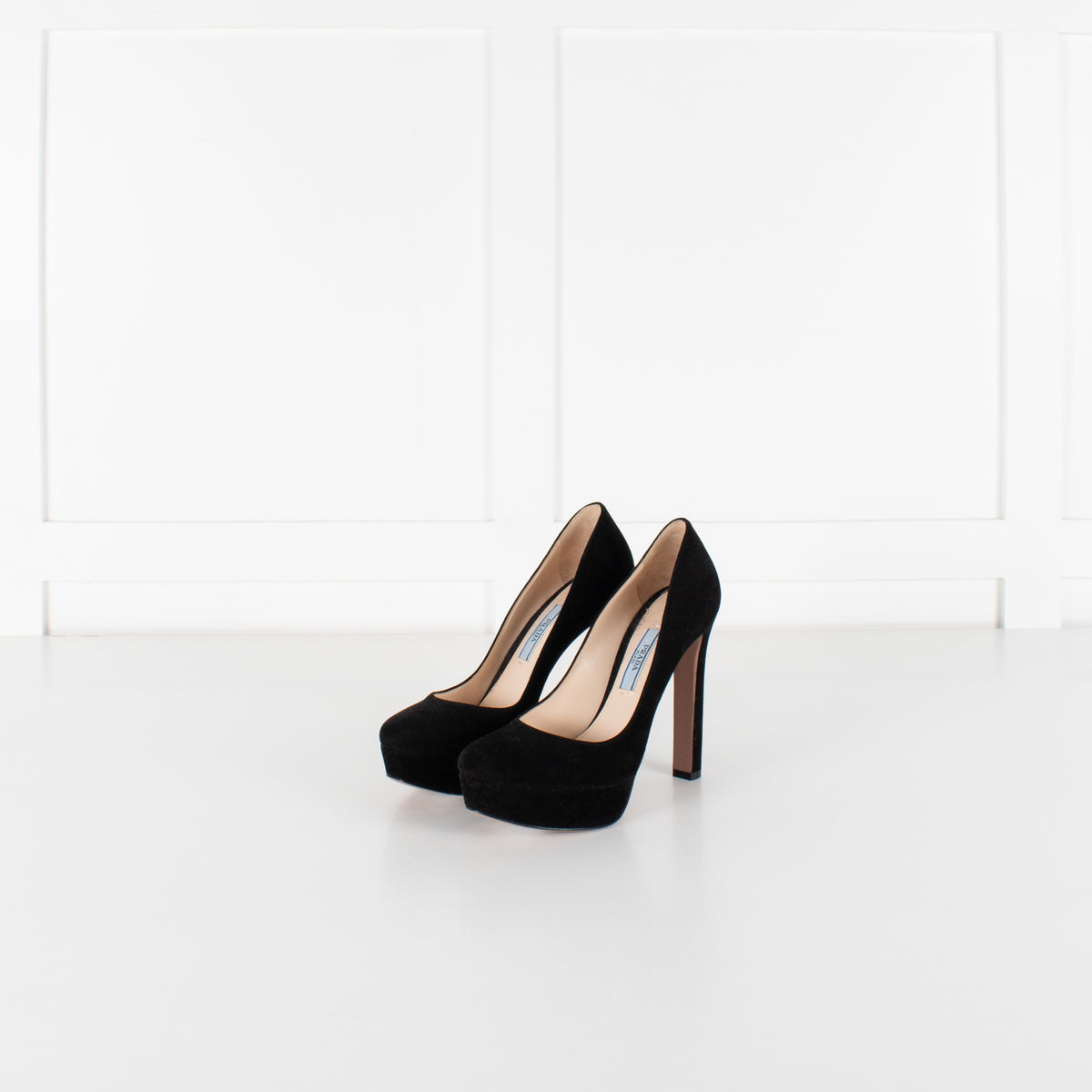 Prada Black Suede Platform Heeled Shoes - Image 3