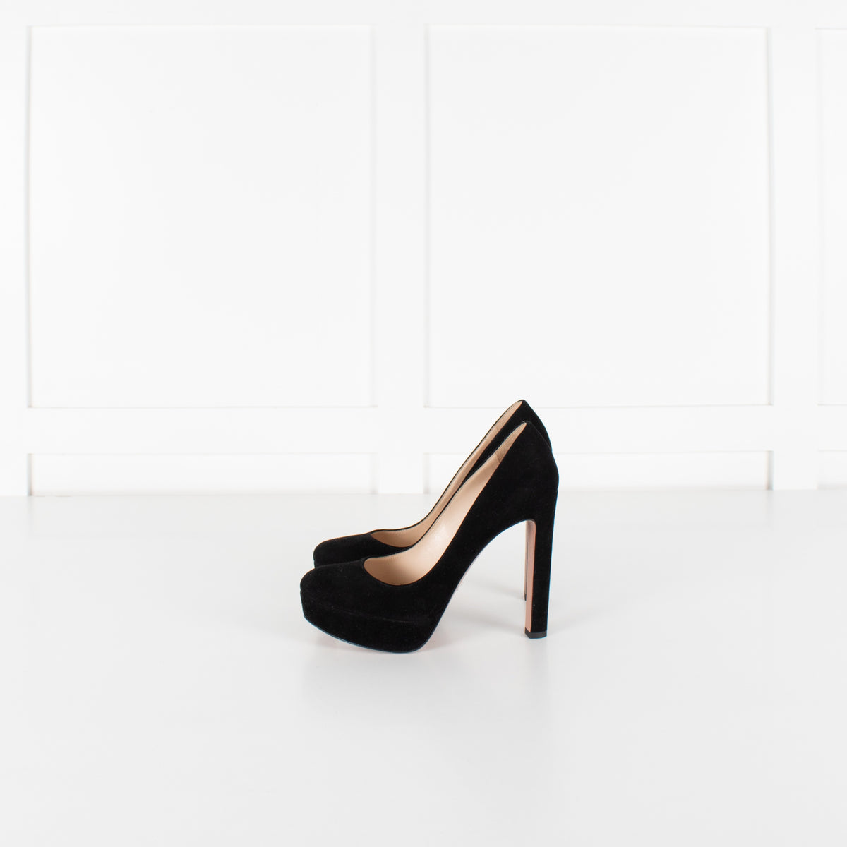Prada Black Suede Platform Heeled Shoes - Image 4