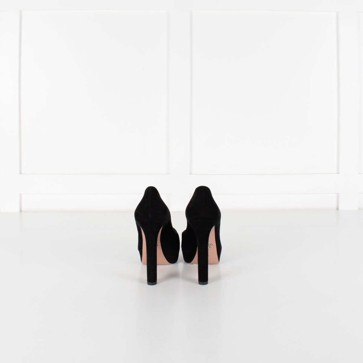 Prada Black Suede Platform Heeled Shoes - Image 5