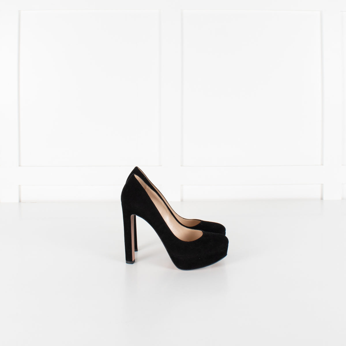 Prada Black Suede Platform Heeled Shoes - Image 6