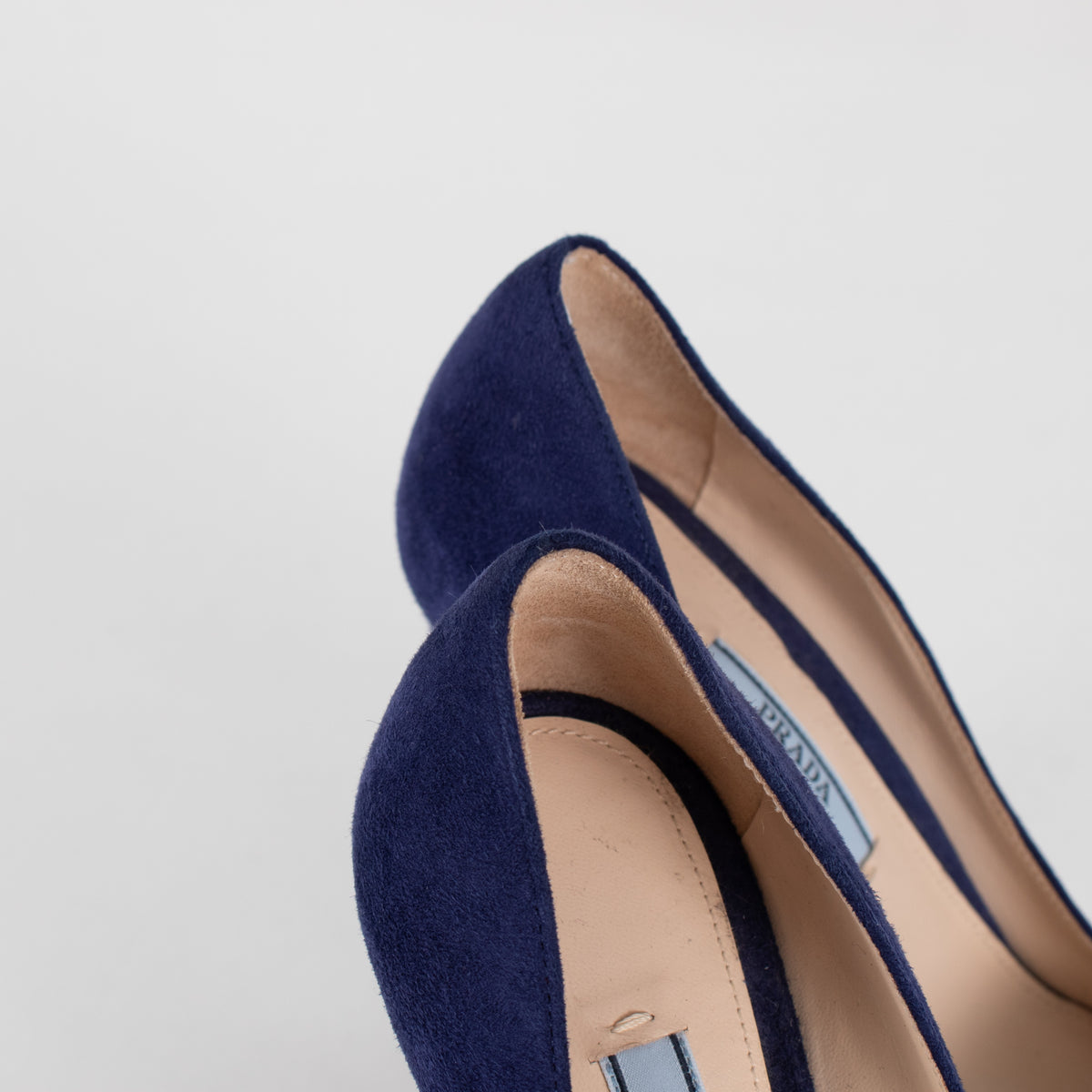 Prada Blue Suede Platform High Heel Shoes - Image 15