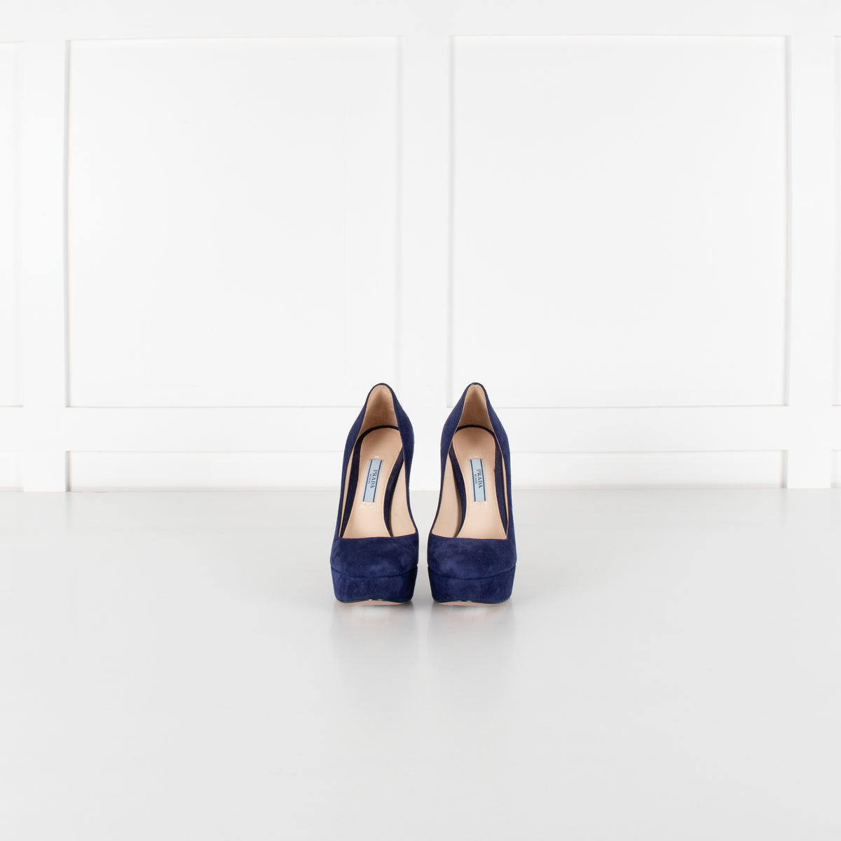 Prada Blue Suede Platform High Heel Shoes - Image 2