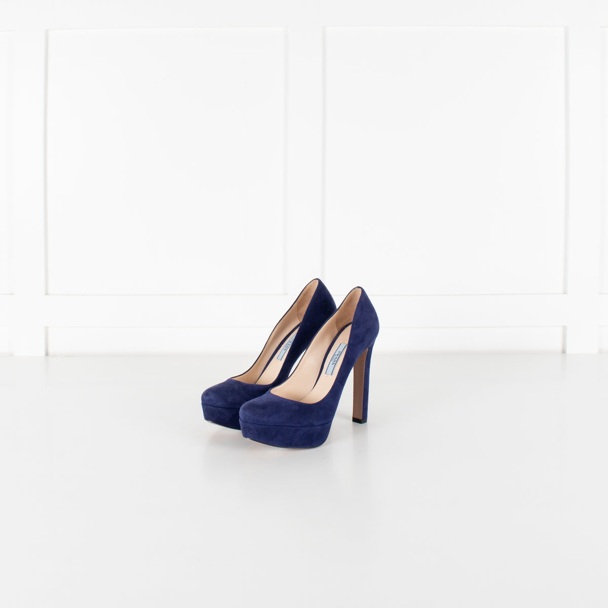 Prada Blue Suede Platform High Heel Shoes - Image 3