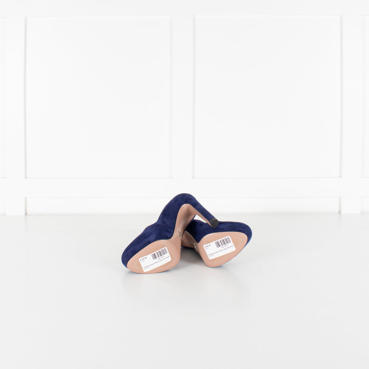 Prada Blue Suede Platform High Heel Shoes - Image 8