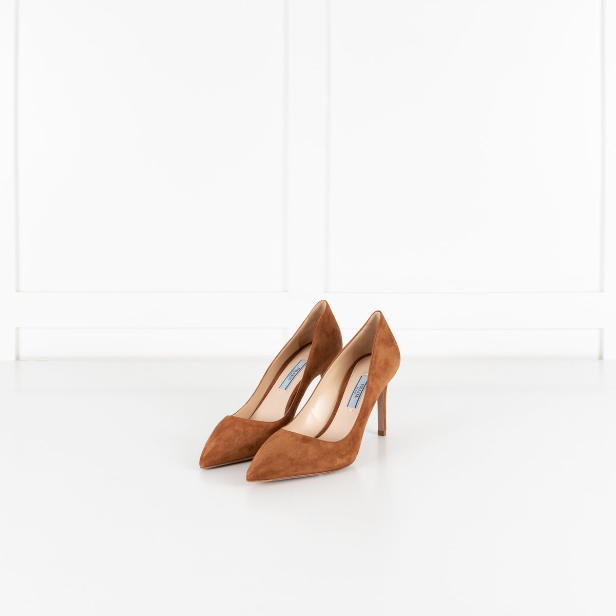 Prada Brown Suede Heels - Image 1