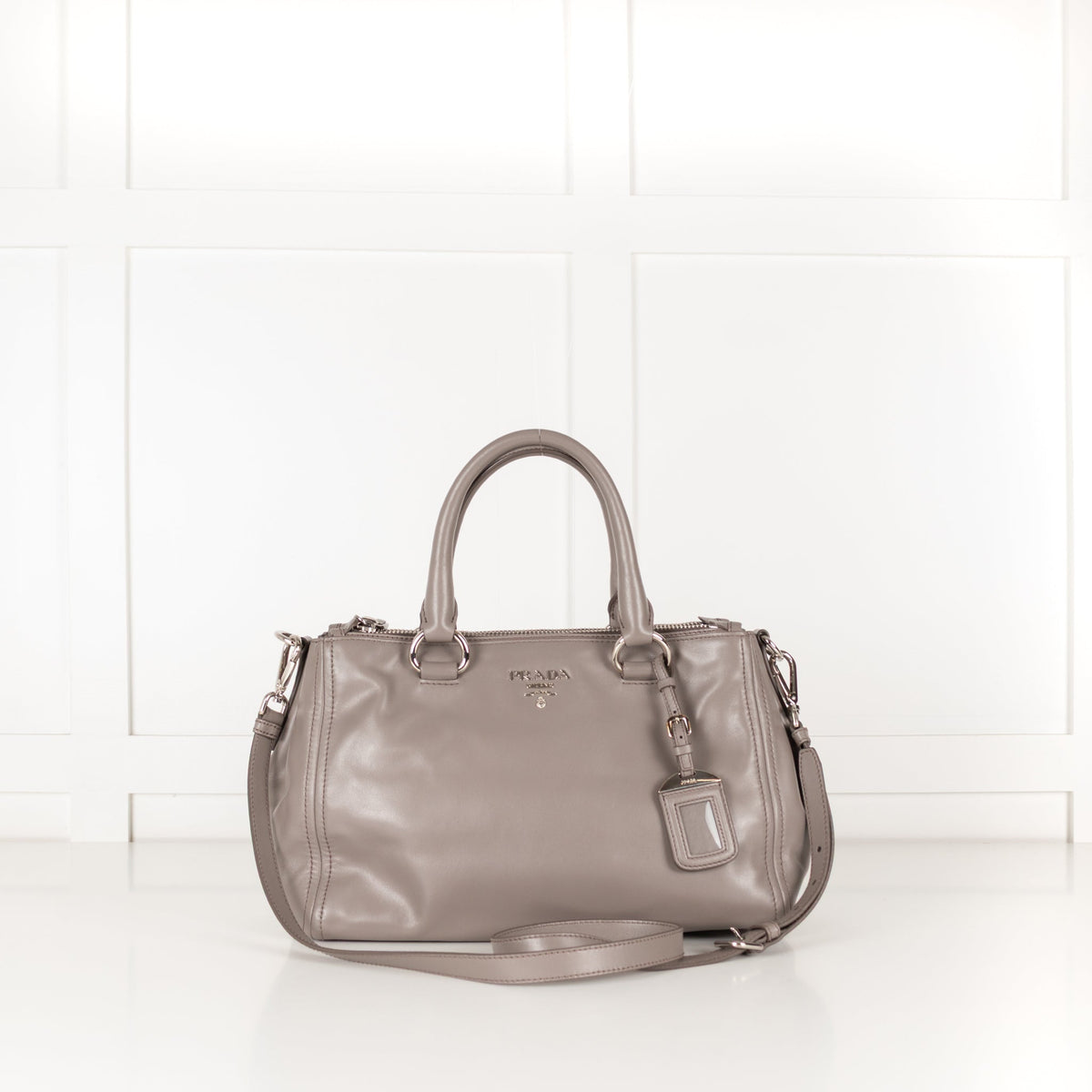 Prada Grey Leather Shoulder Strap Handbag - Image 1