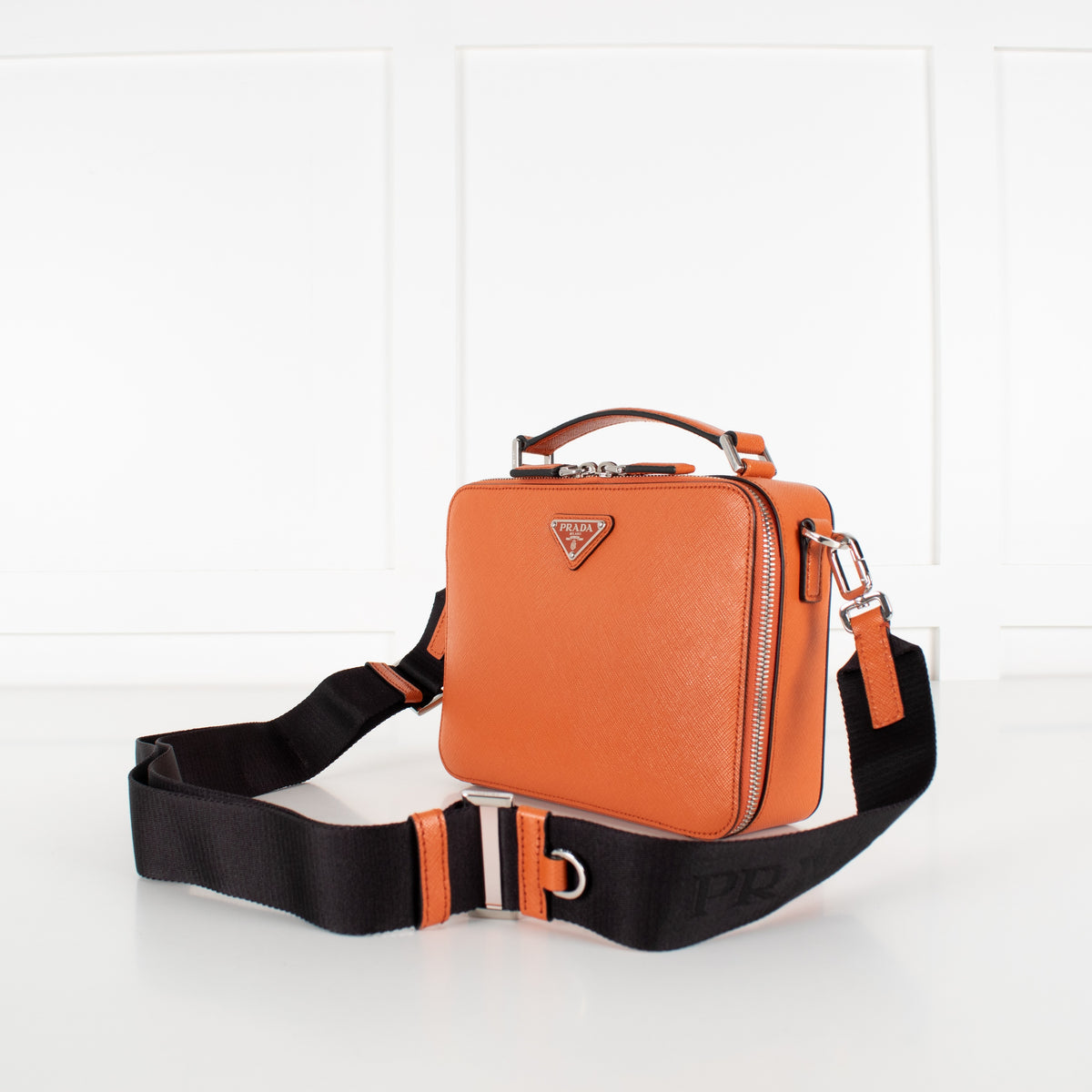 Prada Saffiano Leather Orange Brique Bag - Image 6