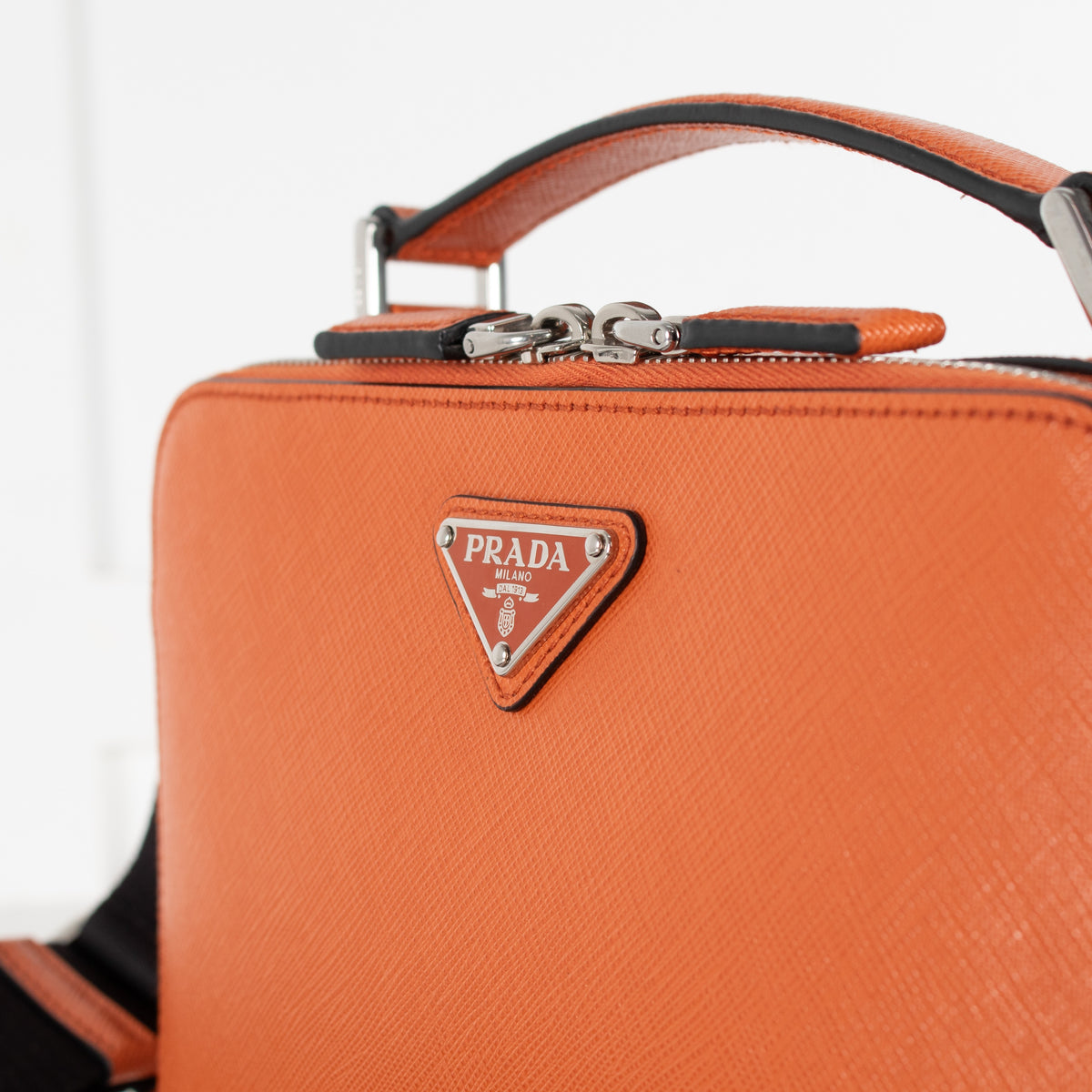 Prada Saffiano Leather Orange Brique Bag - Image 8