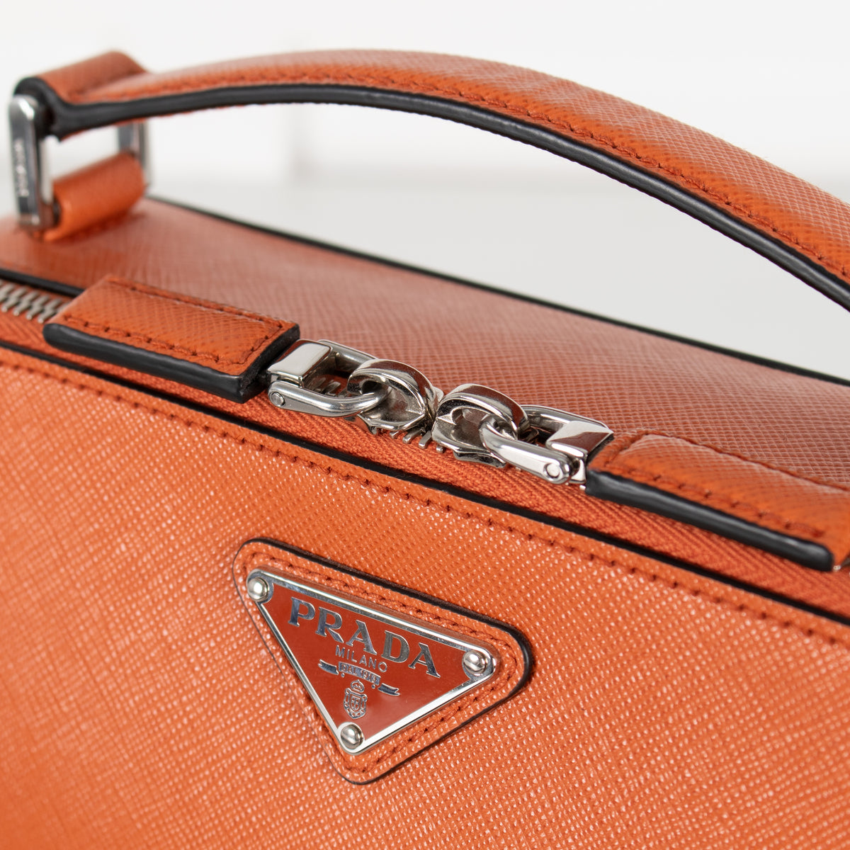 Prada Saffiano Leather Orange Brique Bag - Image 9