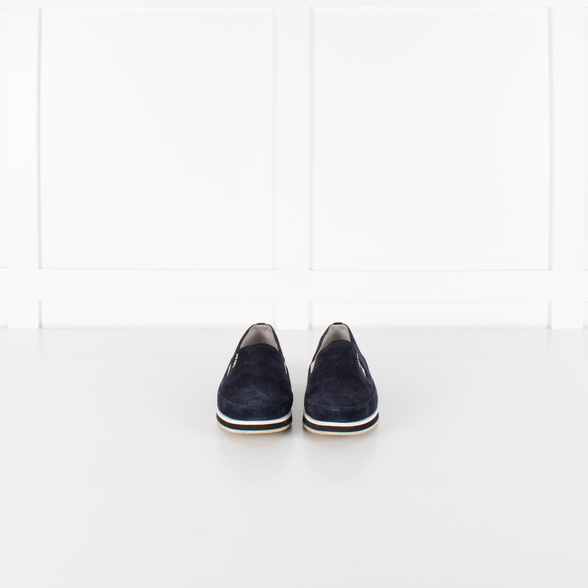 Prada Sport Navy Blue Suede Slip On Loafers - Image 1