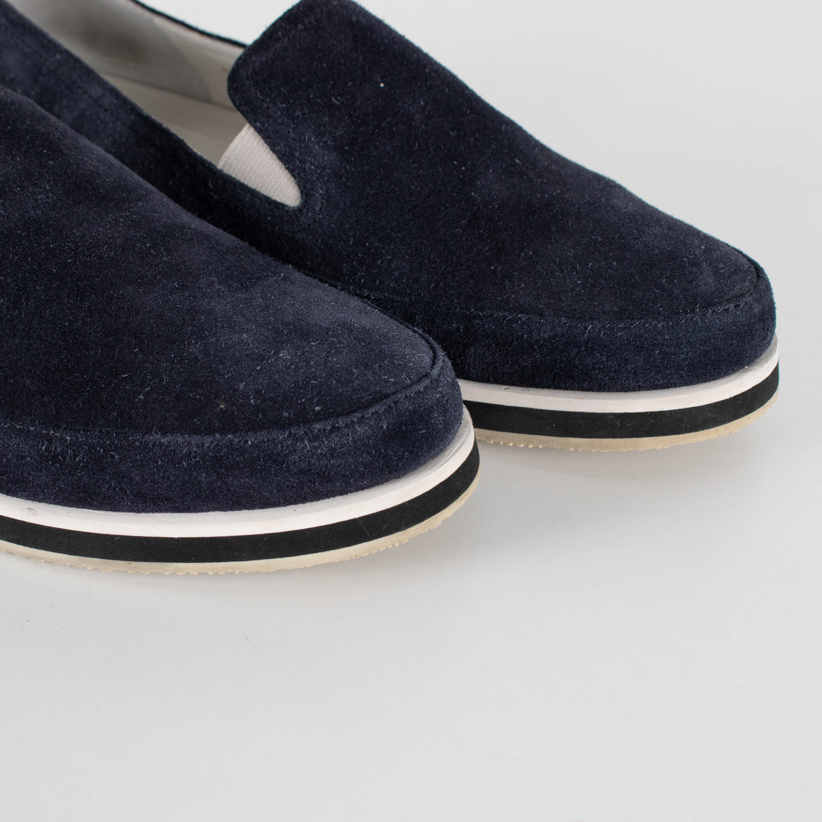 Prada Sport Navy Blue Suede Slip On Loafers - Image 10