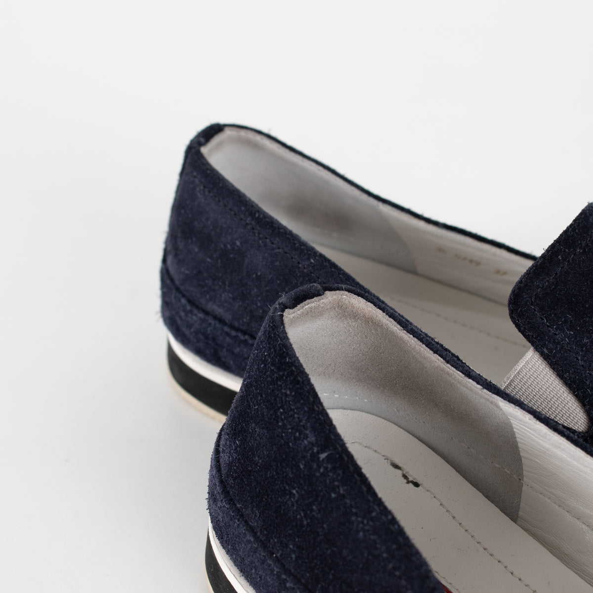 Prada Sport Navy Blue Suede Slip On Loafers - Image 14