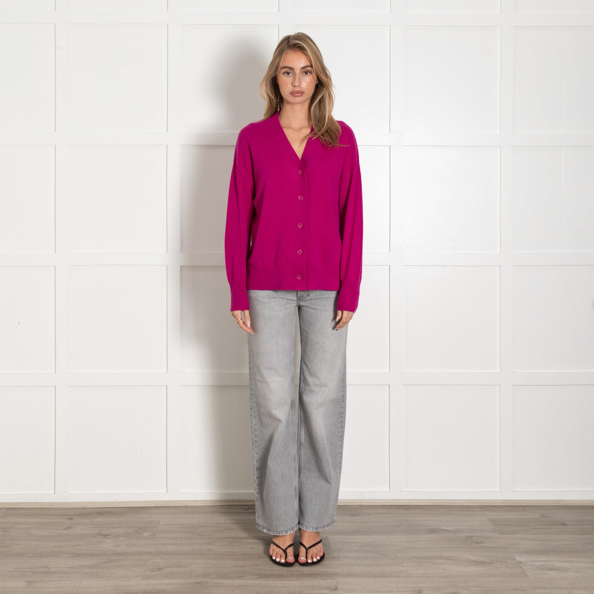 Princesse Tam Tam Fuchsia Pink V-Neck Cardigan - Image 1