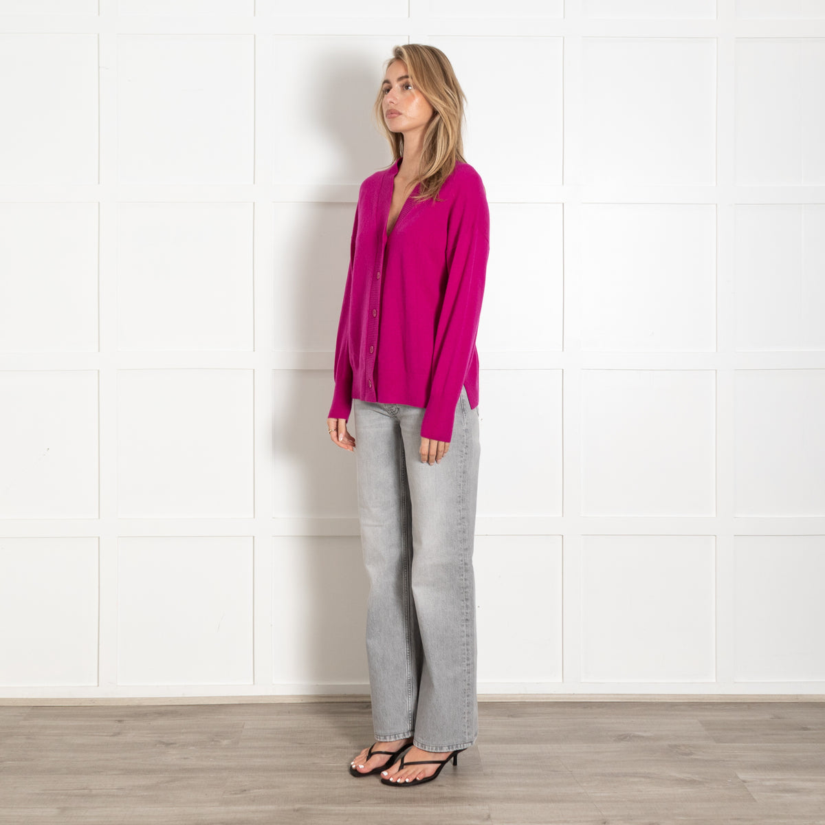 Princesse Tam Tam Fuchsia Pink V-Neck Cardigan - Image 3