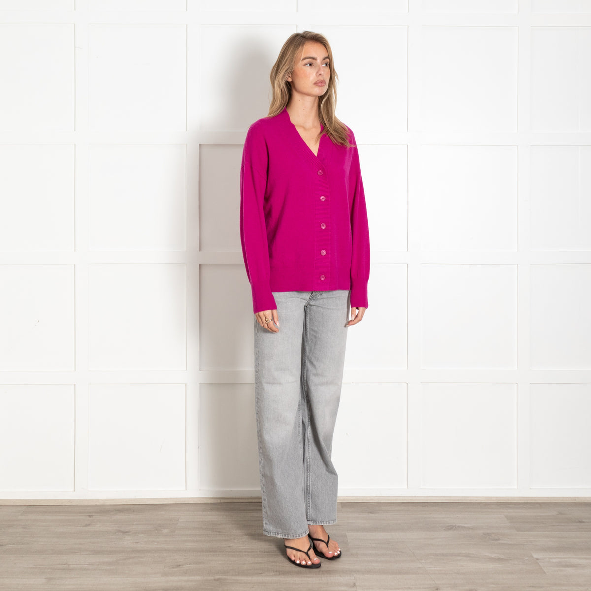 Princesse Tam Tam Fuchsia Pink V-Neck Cardigan - Image 7