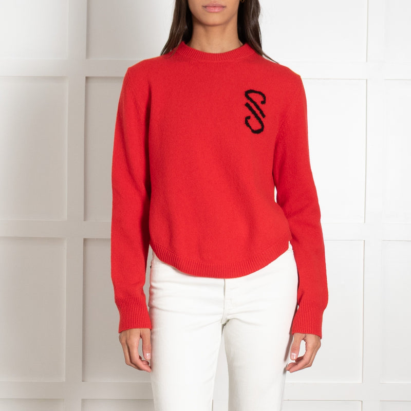 Proenza Schouler Red Intarsia Knit Logo Merino Wool Jumper - Image 2