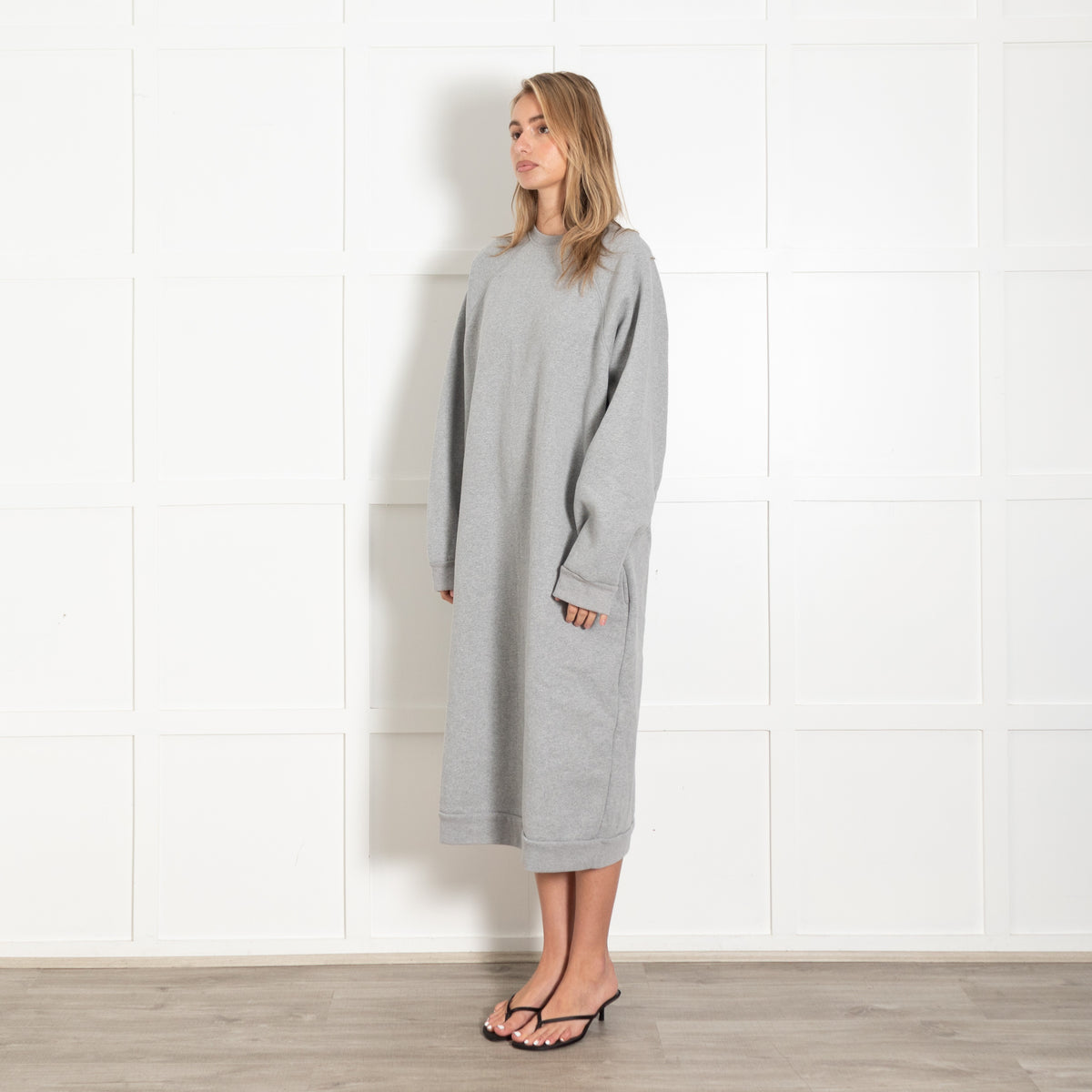 Grey Oversized Sweatshirt Dress - Image 3