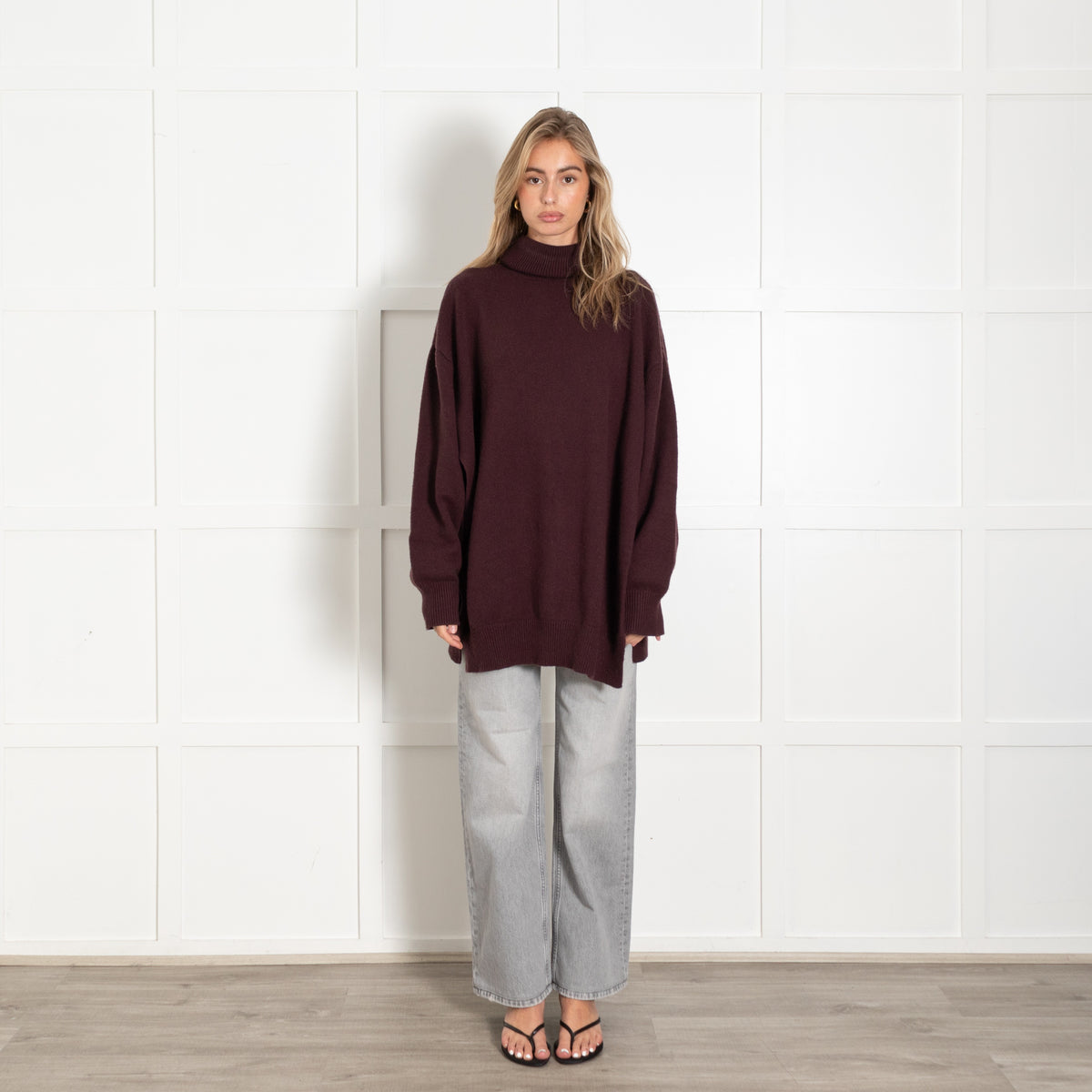 Raey Aubergine Cashmere Oversized Turtleneck Sweater - Image 1