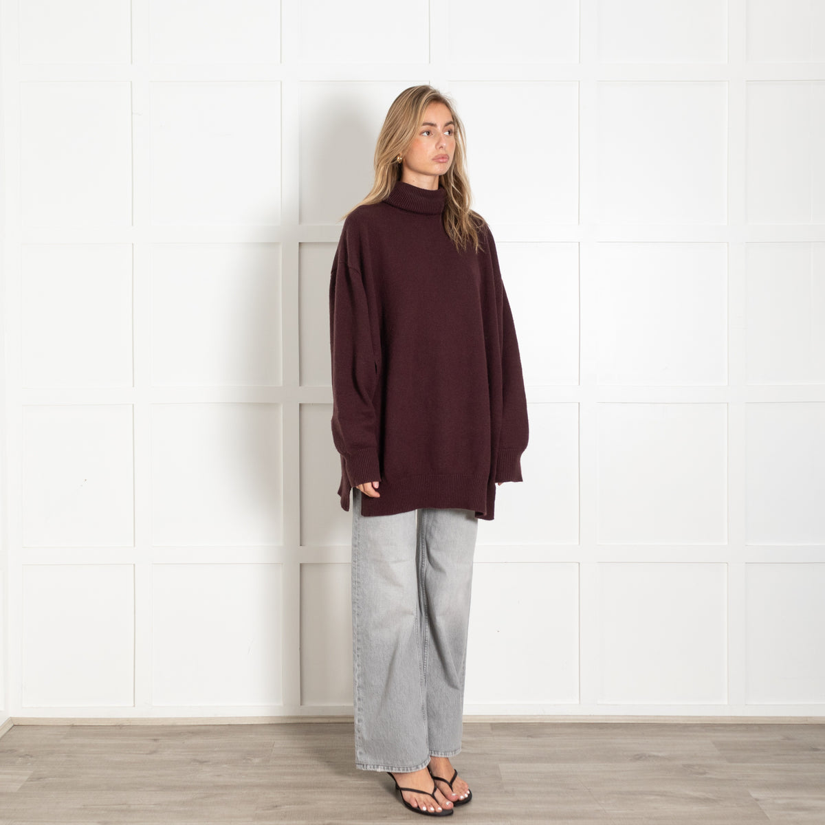 Raey Aubergine Cashmere Oversized Turtleneck Sweater - Image 7