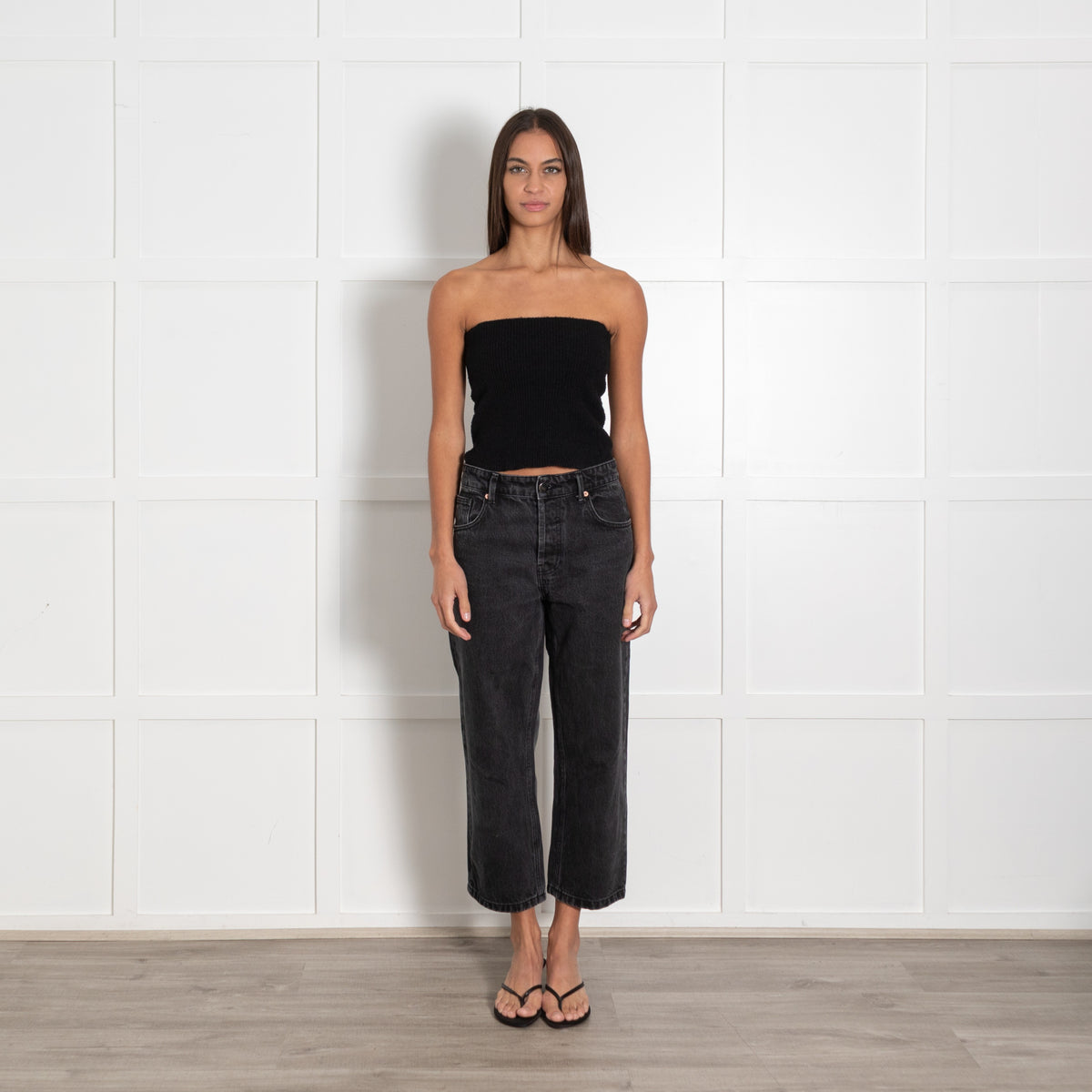 Raey Black Washed Denim Cropped Trousers - Image 1
