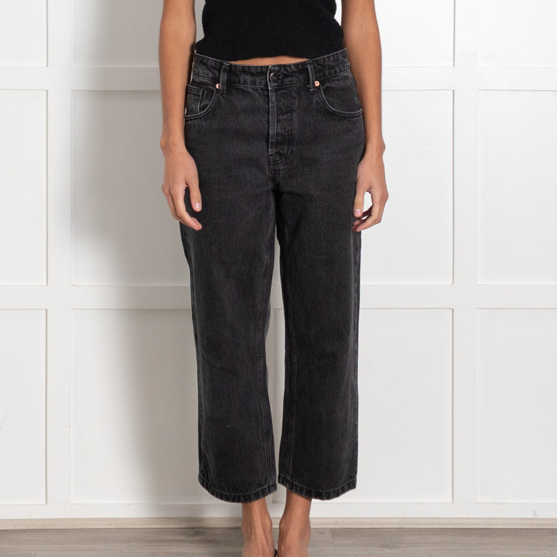 Raey Black Washed Denim Cropped Trousers - Image 2