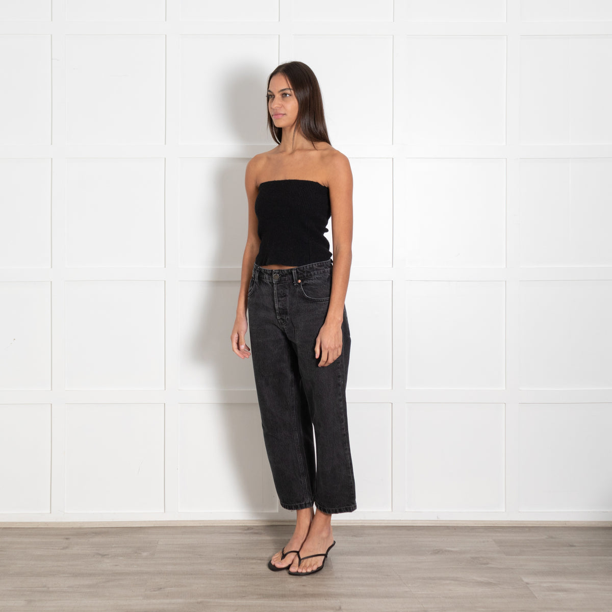 Raey Black Washed Denim Cropped Trousers - Image 3