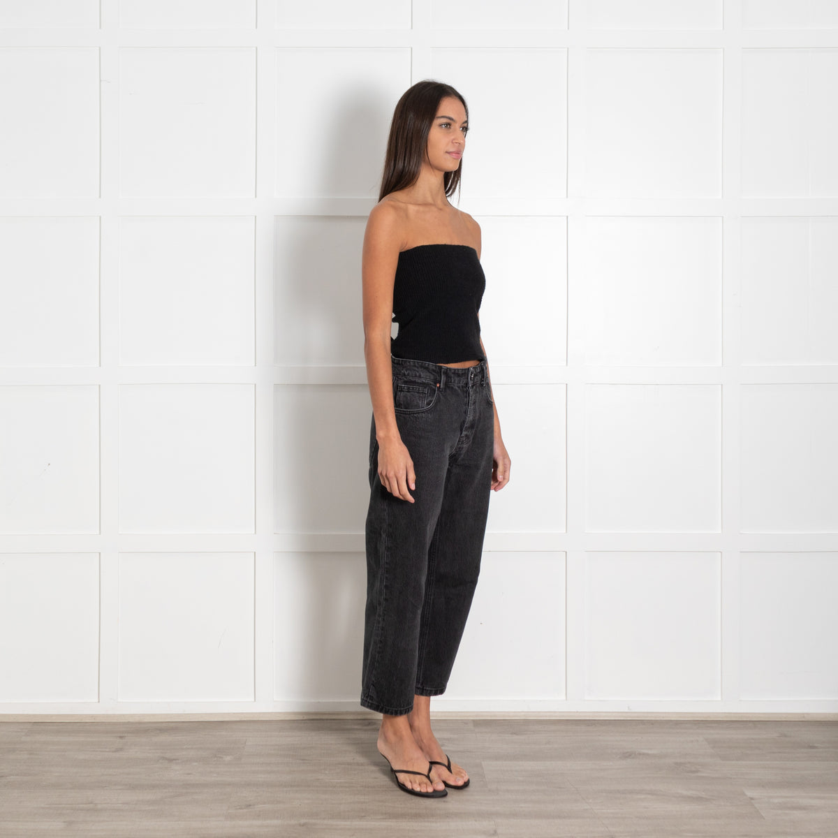 Raey Black Washed Denim Cropped Trousers - Image 4