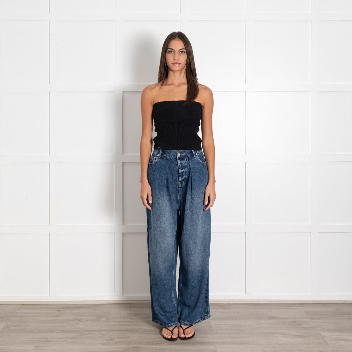 Raey Blue Denim Wide Leg Pleated Waist Jeans - Image 1