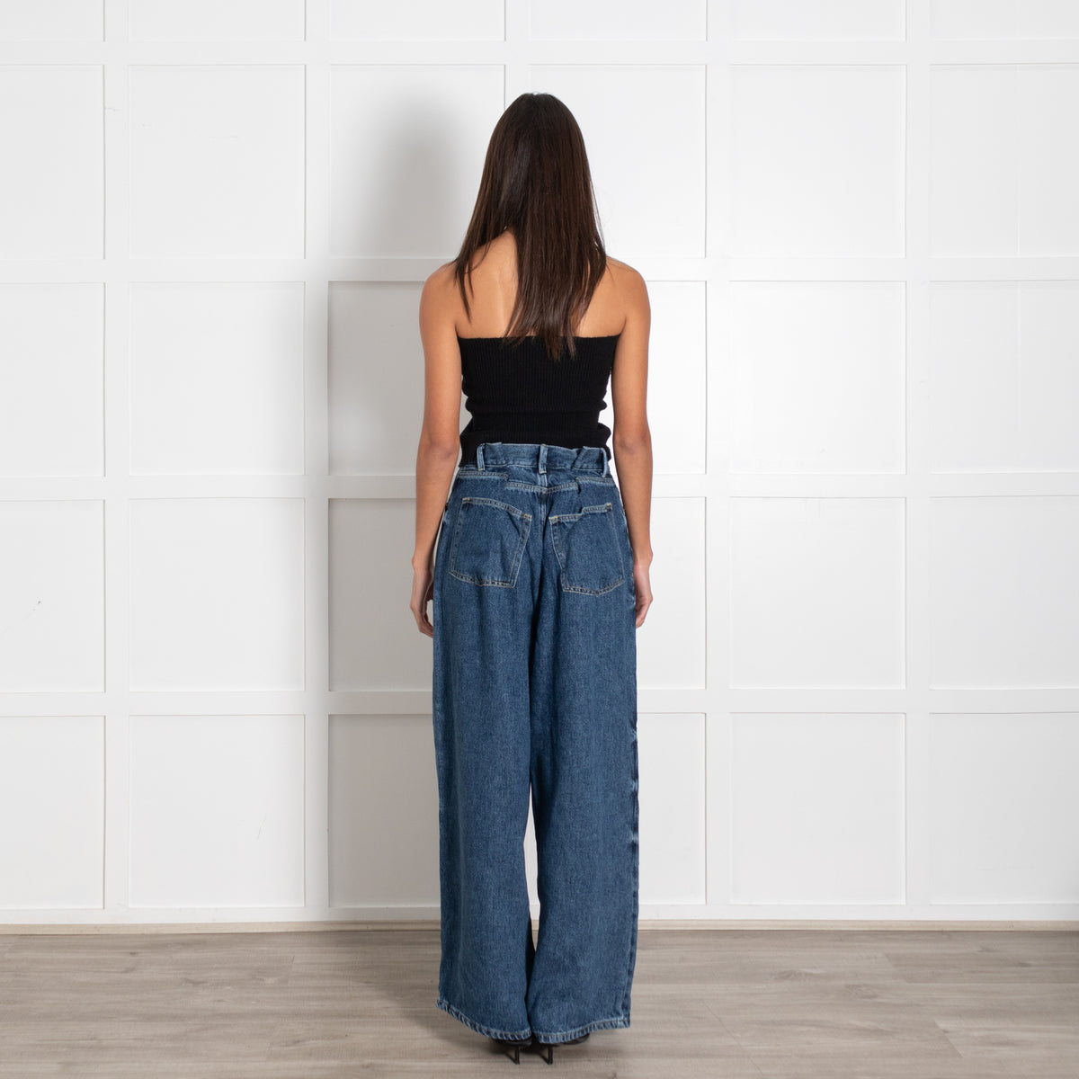 Raey Blue Denim Wide Leg Pleated Waist Jeans - Image 5
