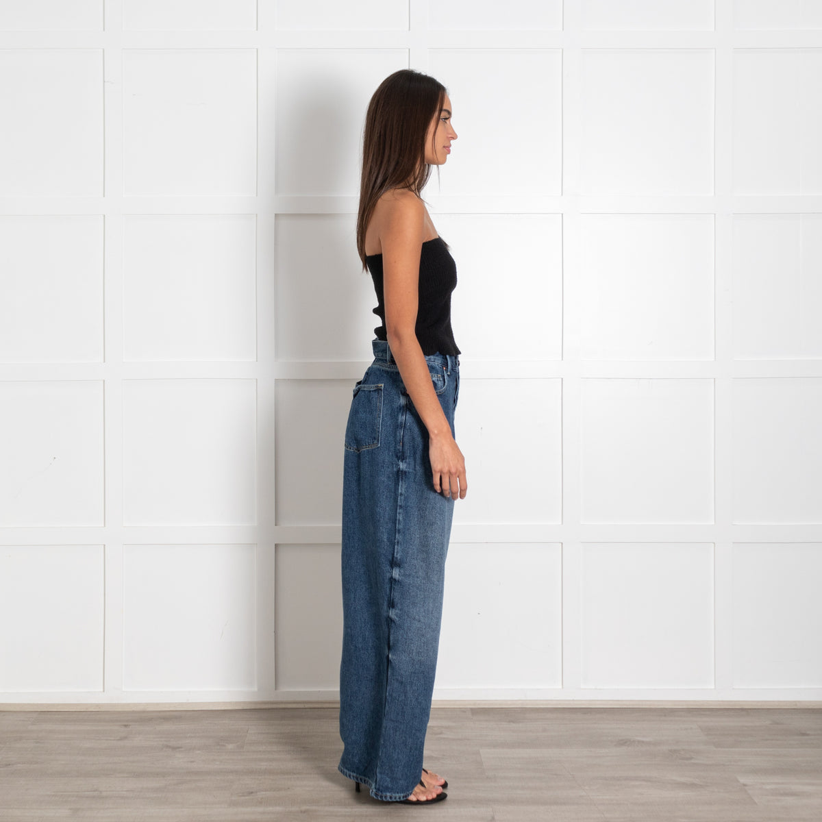 Raey Blue Denim Wide Leg Pleated Waist Jeans - Image 6