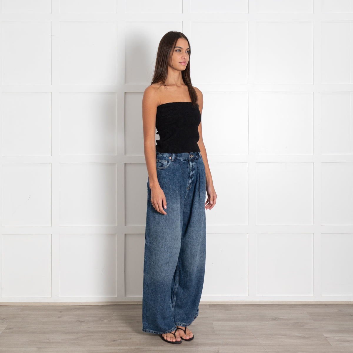 Raey Blue Denim Wide Leg Pleated Waist Jeans - Image 7