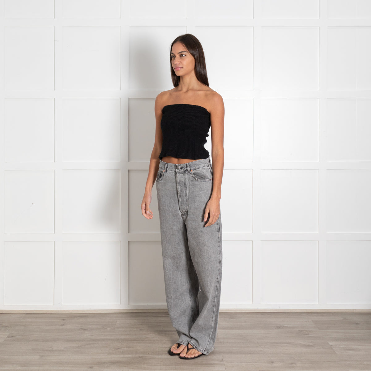 Raey Grey Denim Button Fly Trousers - Image 3