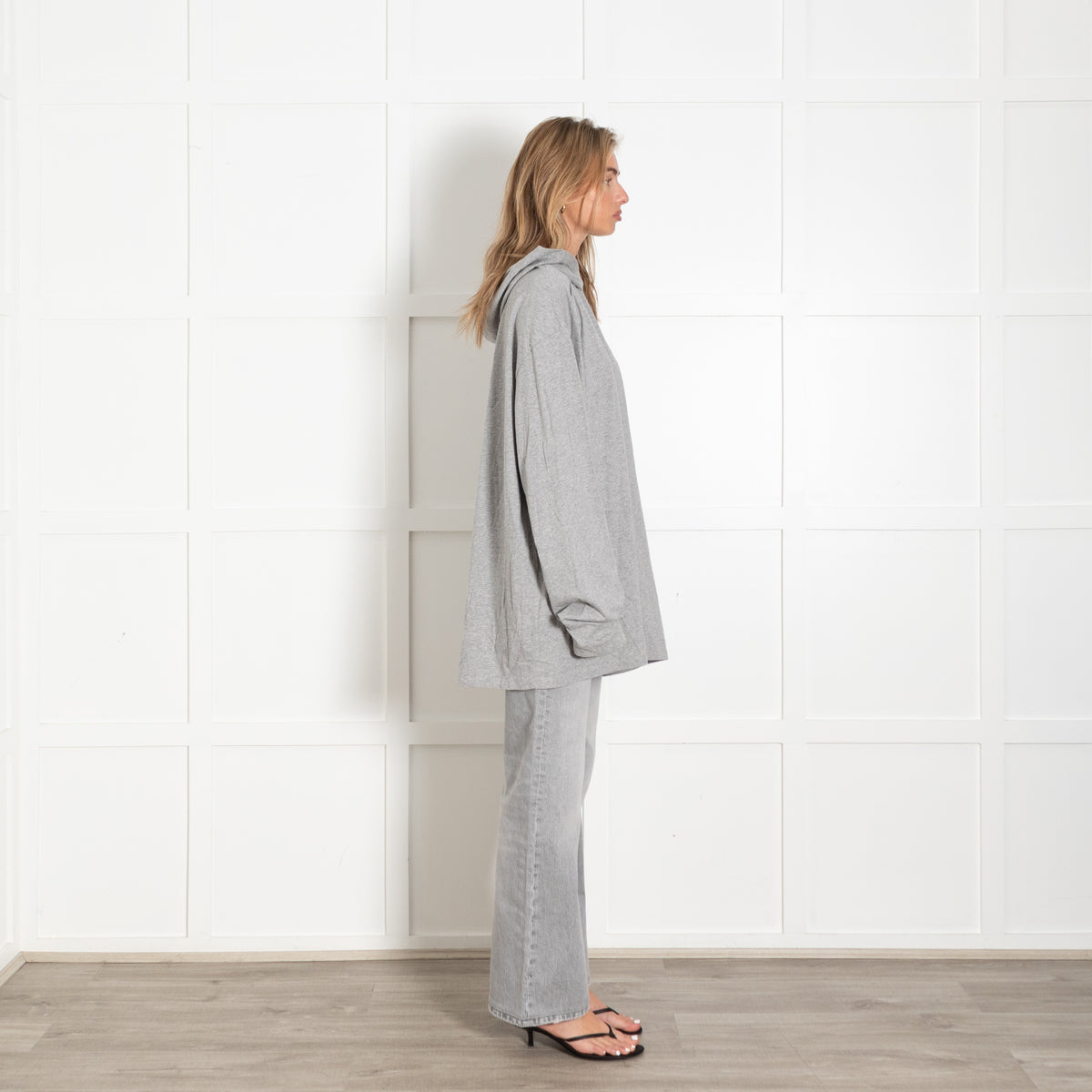 Raey Grey Lightweight Hooded Long Sleeve Oversized Top - Image 6