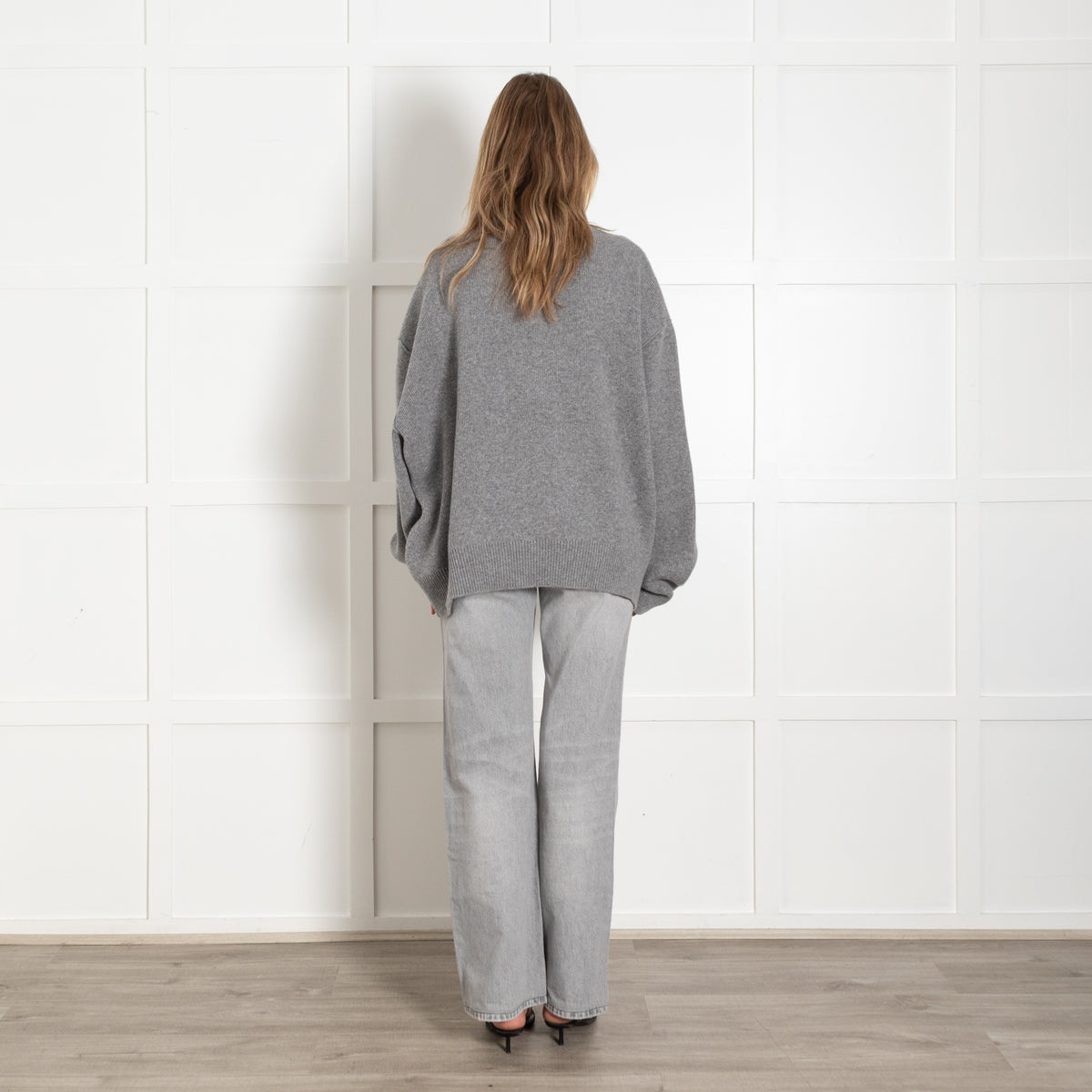 Raey Grey Oversized V-Neck Wool Jumper - Image 5