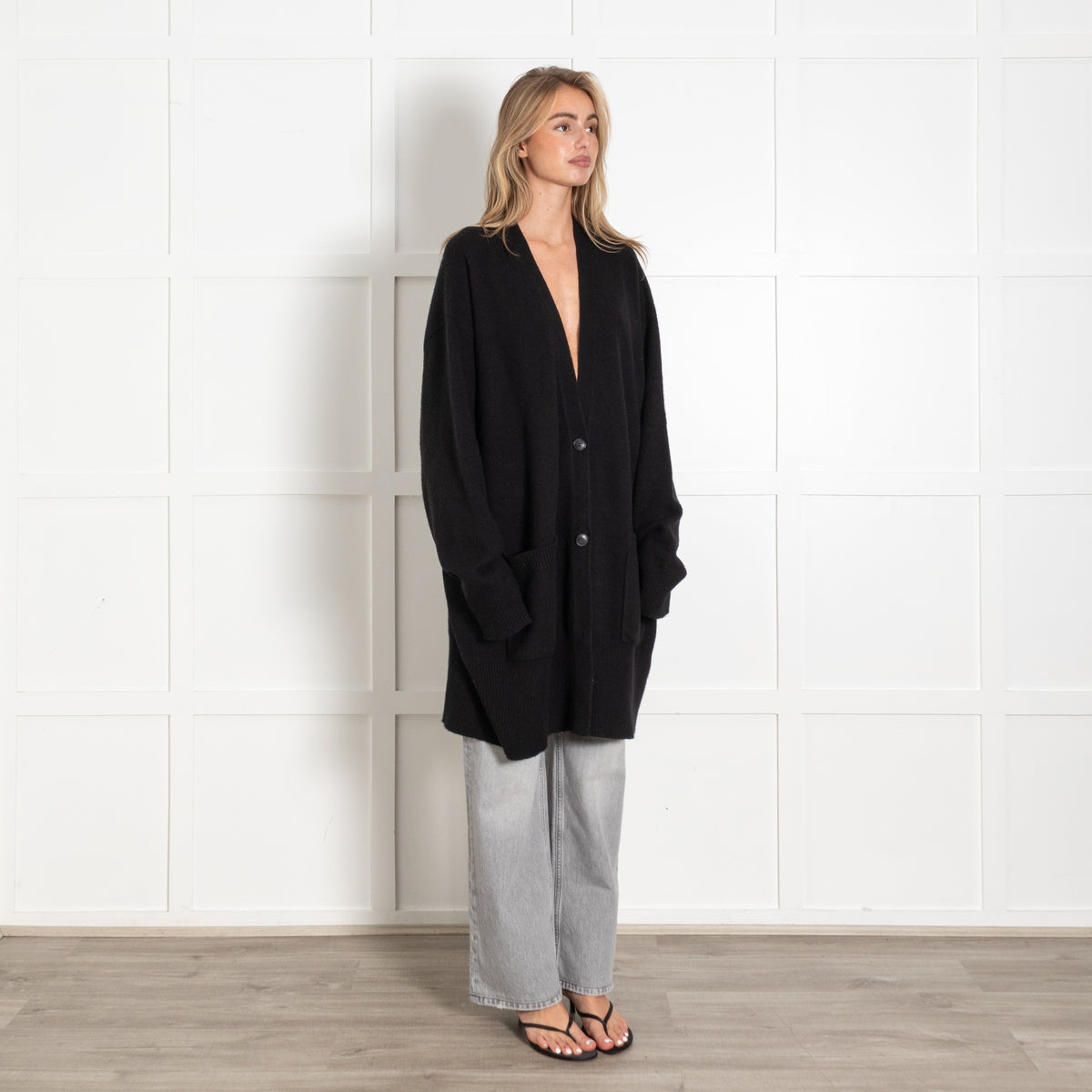 Raey Oversized Black Cashmere Long Cardigan - Image 7