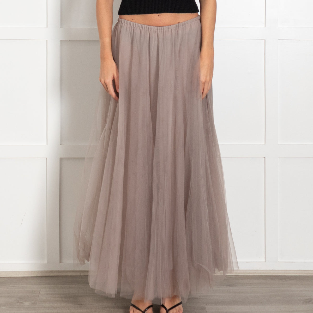 Raey Taupe Tulle Silk Lining Long Skirt - Image 2