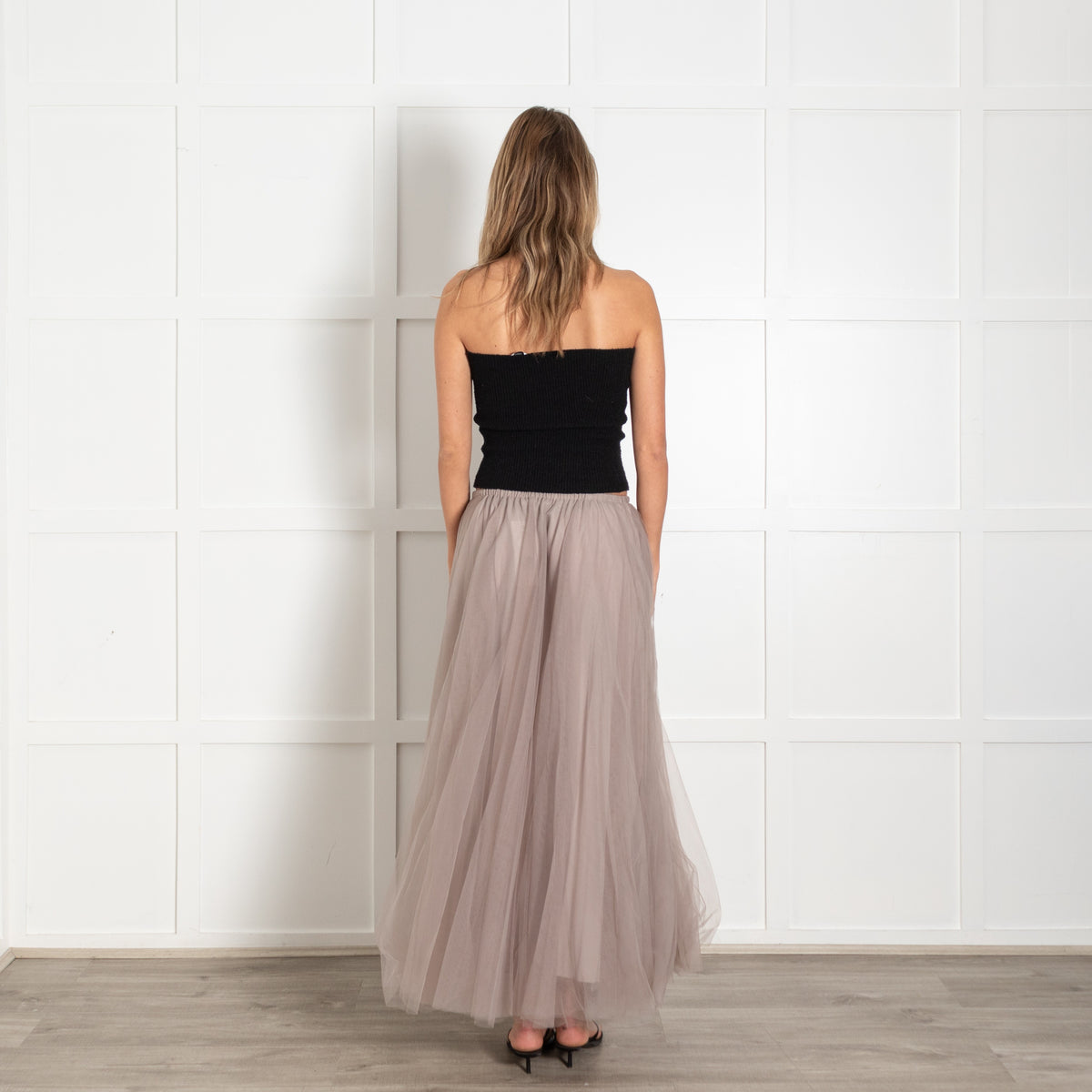 Raey Taupe Tulle Silk Lining Long Skirt - Image 5