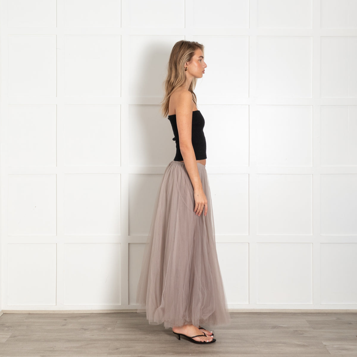 Raey Taupe Tulle Silk Lining Long Skirt - Image 6