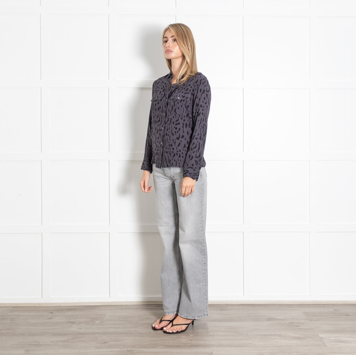 Black & Grey Hunter Cheetah Print Button-Up Shirt - Image 3