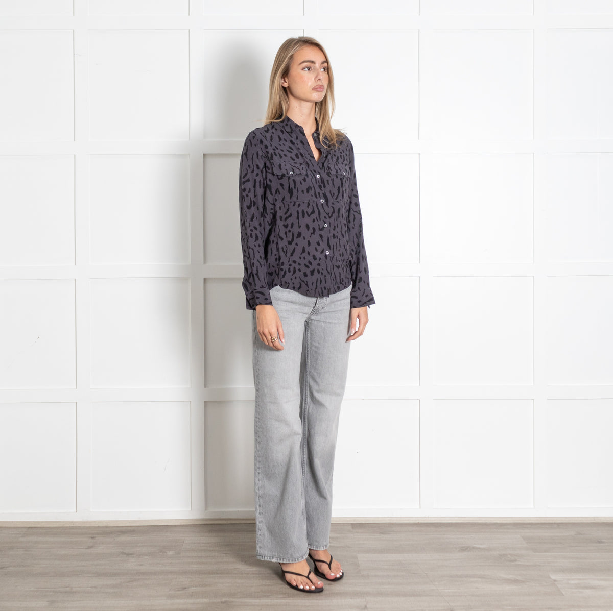 Black & Grey Hunter Cheetah Print Button-Up Shirt - Image 7