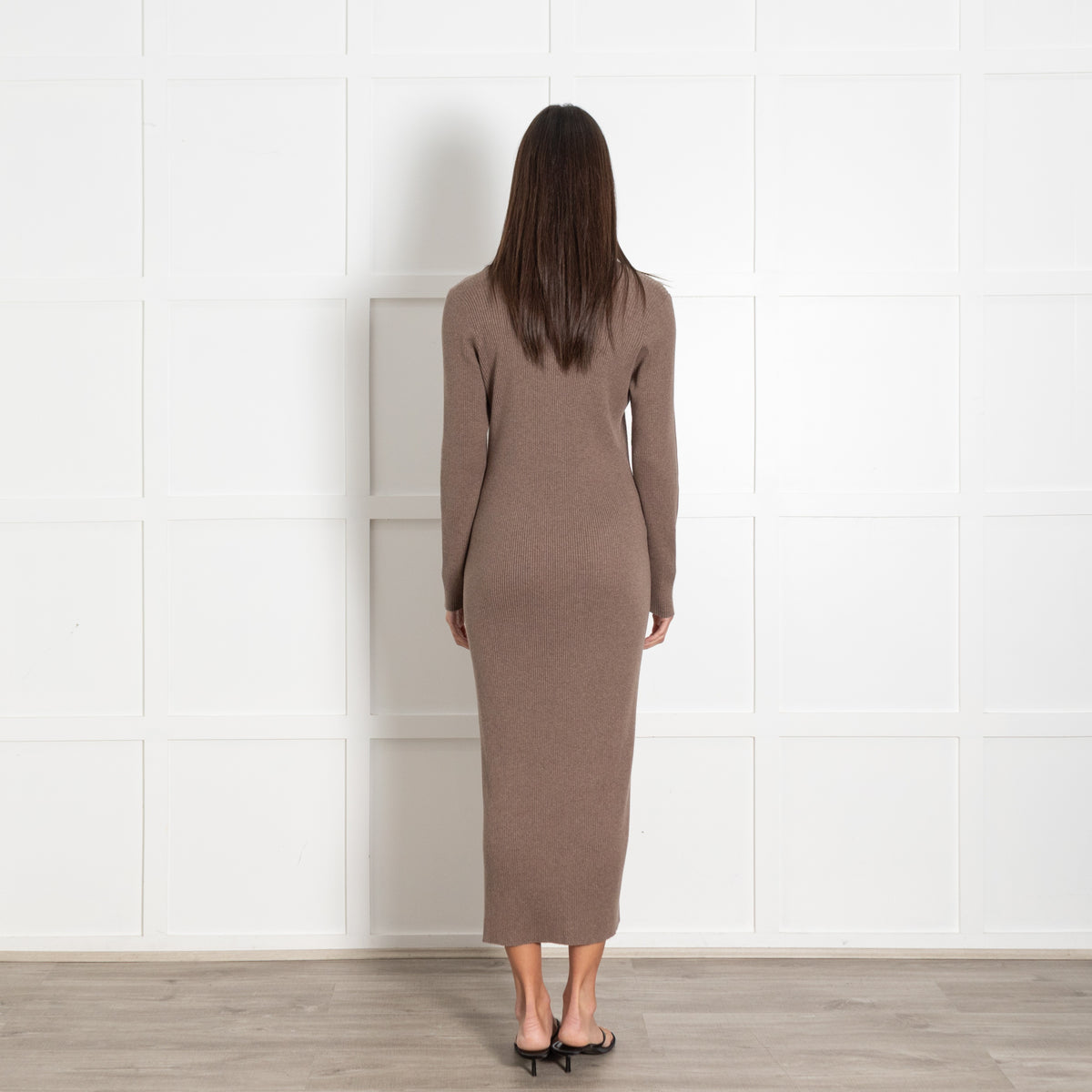 Rails Brown Ribbed Collar V Neck Sweater Dress - Image 5