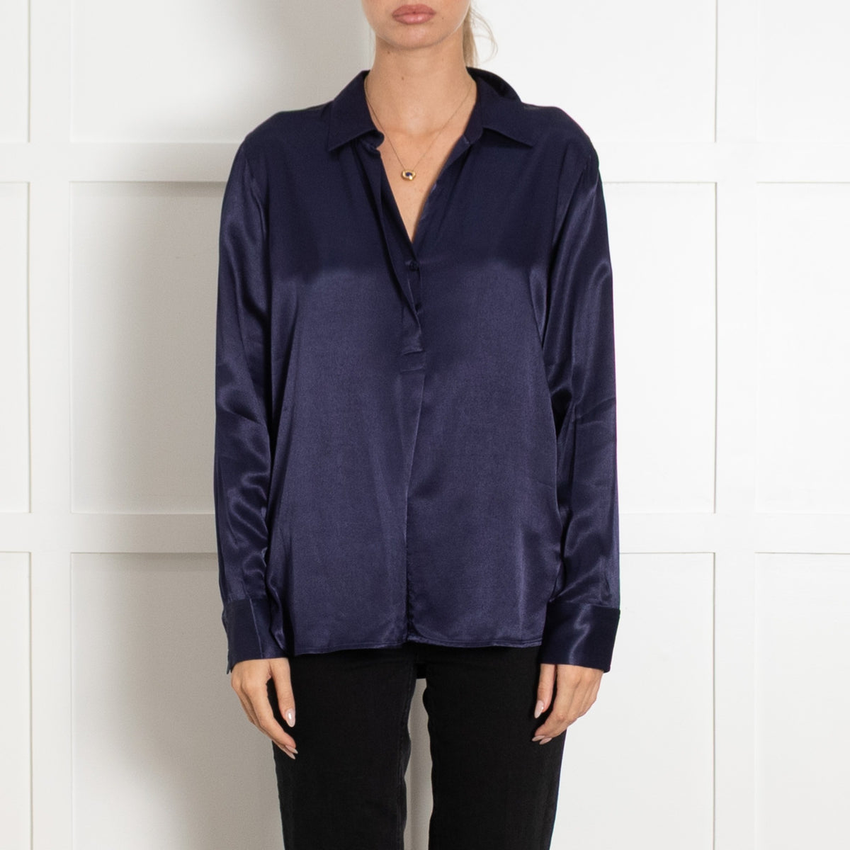 Rails Navy Blue Satin Blouse - Image 2