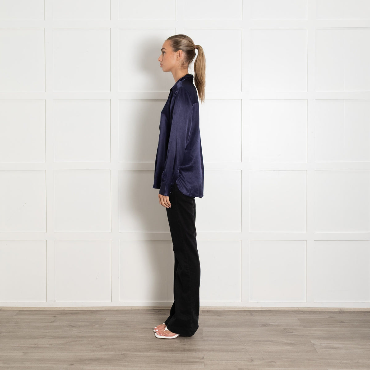 Rails Navy Blue Satin Blouse - Image 4