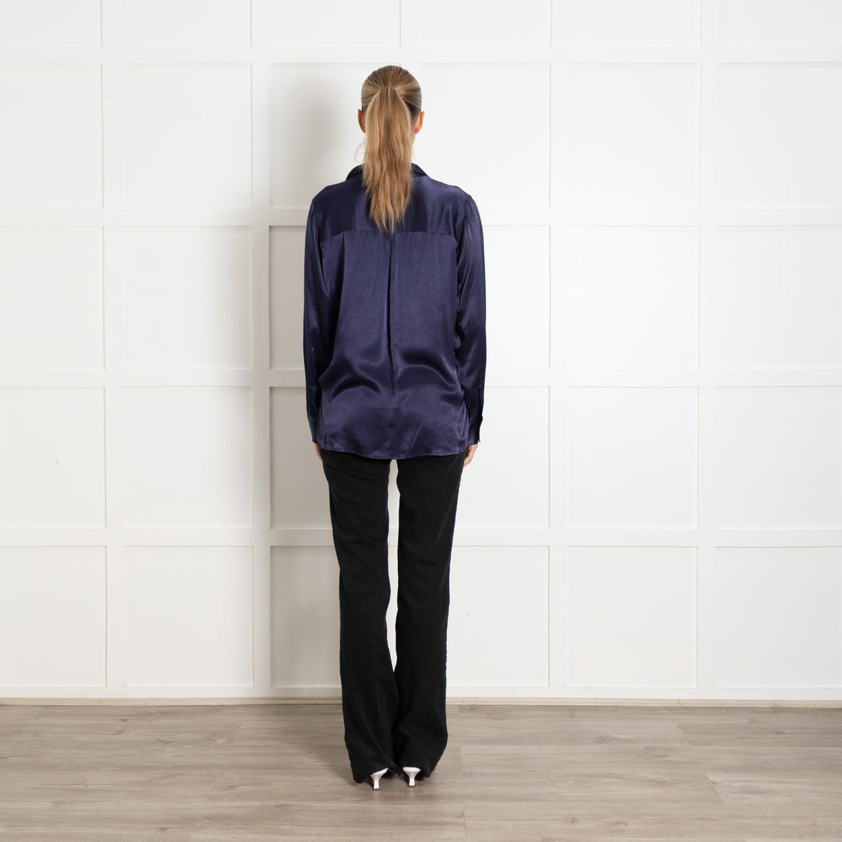 Rails Navy Blue Satin Blouse - Image 5
